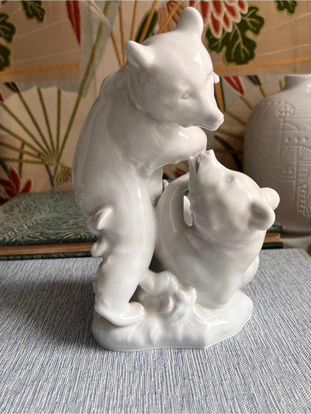 Vintage Meissen white porcelain figurine Bears at Play